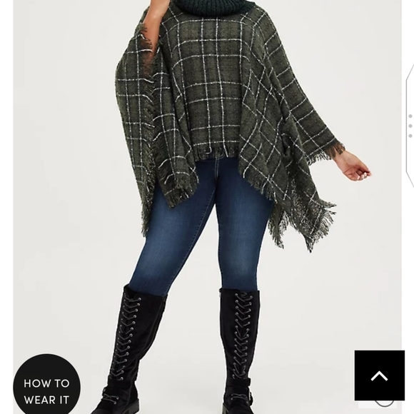 🆕 OLIVE PLAID PONCHO - PLUS SIZE - Picture 2 of 6